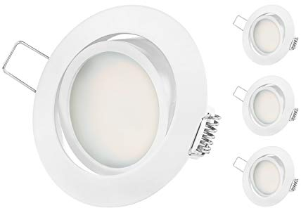 TEVEA Ultra Flach LED Einbaustrahler - Warmweiss 230V Weiss Schwenkbar - Einbauspots - Einbauleuchten (5.5W-Warmweiss-3er-Weiss)