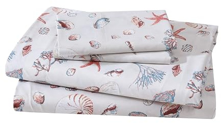 Elite Home Bettwäsche-Set, 90 g/m², Mikrofaser, Bedruckt, Strandmotiv, Oceanside Sand