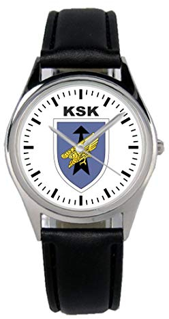 KIESENBERG Armbanduhr Soldat Bundeswehr KSK Wappen Geschenk Artikel Idee Fan Damen Herren Unisex Analog Quartz Lederarmband Uhr 36mm Durchmesser B-1130