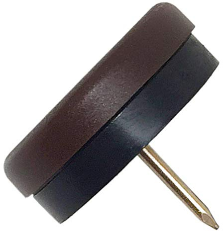 Adsamm® / 4 x Kunststoffgleiter mit Puffer und Nagel/Braun/Ø 30 mm/rund/Möbelgleiter mit Nagel/Möbel- und Bodengleiter