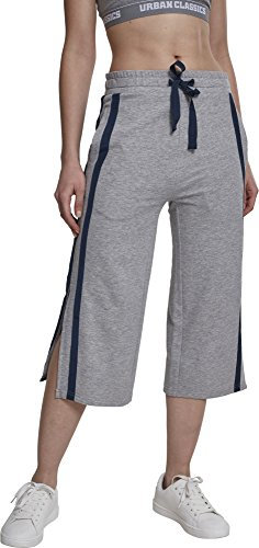 Urban Classics Damen Schlag Sporthose Ladies Taped Terry Culotte TB1977, Gr. 36 (Herstellergröße: S), Grau (Grey/Navy 01199)