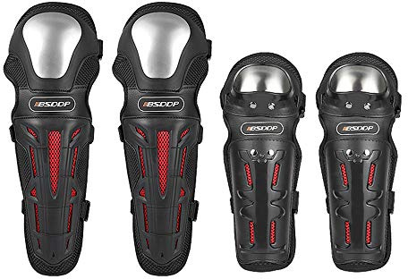 4 pièces Moto vélo Coupe-Vent en Acier Inoxydable coude genouillère protège-Tibia (Noir, M)