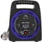 Ex-Pro 2 Way 15M Mains Socket Cassette Reel Extension Lead Cable with 2X USB Charging Ports and Safety Cut-Out Switch 10A - Ideal for Workshops, Offices, Warehouses, DIY and More - Black/Blue