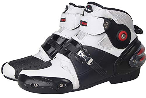 MRDEAR Motorradschuhe Herren & Männer Motorradstiefel Kurz Weiß Motorrad Schuhe Wasserdicht Atmungsaktives Motocross Schuhe Cross Stiefel Sportsschuhe Touren Racing (39 EU)