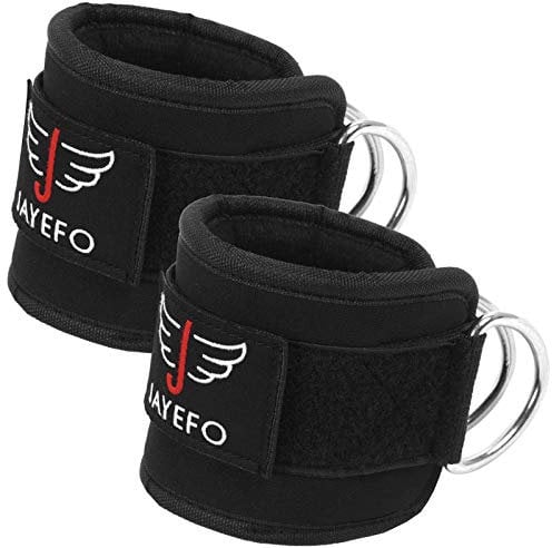 Jayefo Ankle Straps for Cable Machine Attachments - Double D-Ring Gym Ankle Cuff for Kickbacks, Glute Workouts, Abs, Curls, Booty Hip Abductor Exercise for Men and Women | Adjustable One Size Fits All
