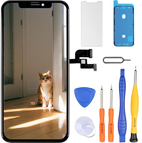 LL TRADER für iPhone X OLED Display 5,8’’ Retina Ersatz Touchscreen Digitalisierer mit Reparaturwerkzeugen (Schwarz)