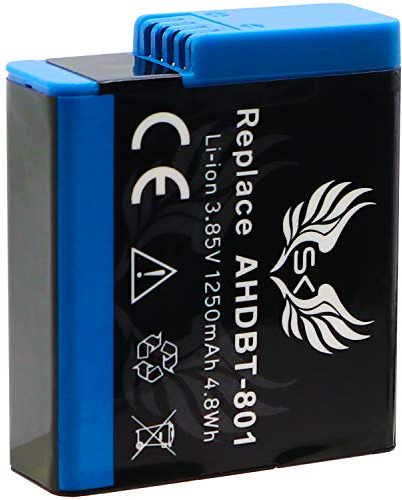Batteria di ricambio per GoPro | 1250 mAh | Hero 8 Hero 7 Hero 6 Hero 5 Black 2018 // AHDBT-801 AHDBT-501 AABAT-001 // Hero8 Hero7 Hero6 Hero5 Hero2018