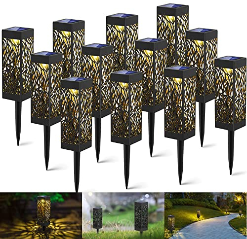 kefflum Solarleuchten für außen,12 stück Solarlampen für außen Garten IP65 Wasserdicht,Solarleuchten Garten LED Solar Gartenleuchte Solar Gartenbeleuchtung Wegebeleuchtung Balkon Terrasse Rasen Deko