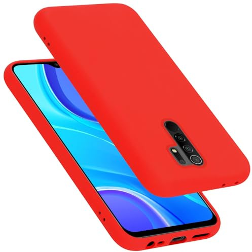 Cadorabo Hülle kompatibel mit Xiaomi RedMi 9 Hülle Silikon Handyhülle für RedMi 9 Case aus flüssigem Silikon- Kratzfeste und stoßfeste dünne TPU Schutzhülle - Liquid ROT