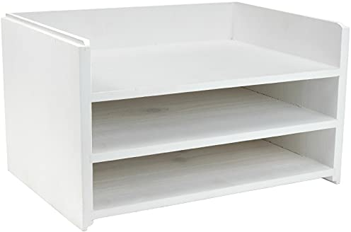 Excello Global Products Briefablage aus Holz, stapelbar, für Akten, Ordner, Ordner, Notizbücher, Weiß