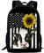 Binienty Personalisierter Kinder-Rucksack, Schultaschen für Jungen und Mädchen, Schulanfang, Schulterrucksack, Sonnenblumen-Flagge und Kuh, Einheitsgröße