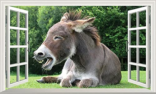 Wandtattoo - Magisches Fenster Esel Wandkunst Selbstklebende Aufkleber Aufkleber Druckgrafik 3D Aufkleber für die Wand - Wanddekoration - 80x125cm