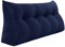 VERCART Rückenkissen Bett Rückenlehne Keilkissen Kopfteil Gepolstert Lesekissen Wandkissen Lendenkissen für Couch, Groß Sofakissen Kopfkissen, Stützkissen, Nackenkissen Kordsamt Bezug Dunkelblau 120cm
