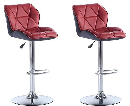 Vente-unique-Barhocker 2er-Set höhenverstellbar - Kunstleder - Rot - Calvin