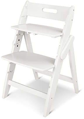 Hochstuhl YIPPY von Moji - Baby- & Kinder-Hochstuhl - klappbarer Hochstuhl aus Holz - verstellbare Sitz- & Fußbretter - schnelle & einfache Montage ohne Werkzeug - Plain Edition (snow)