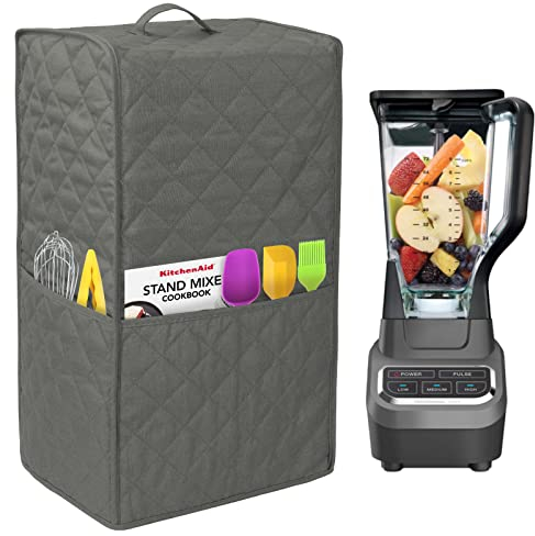 Kitchen Blender Dust Cover,Blender Covers Compatible with Ninja Foodi Blender,Blender Covers for Kitchen Appliance Covers,Blender Cover with Accessory Pocket. (Grey)