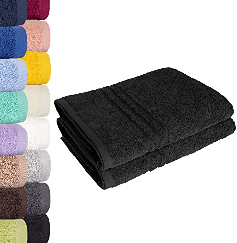 Lavea Saunatuch Saunahandtuch 80x200cm - 2er Set, Schwarz, 500gr/m², 100% Baumwolle