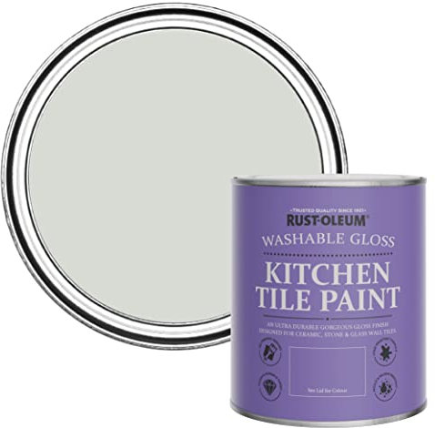 Rust-Oleum Grey Water-Resistant Kitchen Tile Paint in Gloss Finish - Winter Grey 750ml
