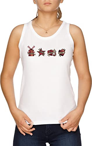 Freedom Beauty Truth Love Moulin Rouge Damen Tank T-Shirt Weiß