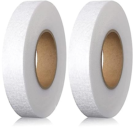 AONAT 2 Pack 140 Yards Wonder Web Hemming Tape, Adhesive Fabric No Sew Hem Tape Roll Iron on Hemming Tape, for Trousers Clothes Jeans Garment Curtains(20mm-White)