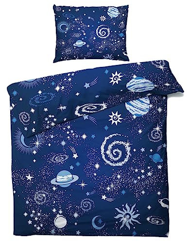 ZDABAOEC Galaxy Weltraum Kinderbettwäsche 100x135 Jungen, Weiche Microfaser Kinder Baby Bettwäsche 2er Set - 1 Bettbezug + 1 Kissenbezug 40x60, mit Reißverschluss, Wende Motiv