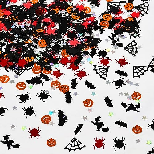 VIKY® Halloween Deko Konfetti, 500 Stück Halloween Party Confetti, Fledermaus Streudeko, Spinne Tischdeko, Halloween Hexen Deko, Halloween Dekoration Konfetti Hexen Sterne Fledermäuse Kürbisse Spinnen