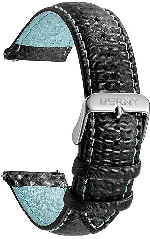 BERNY Quick Release Echtleder Uhrenarmband Modisches Raster Muster Weiches Leder Uhrenarmband für Männer und Frauen-20mm,22mm