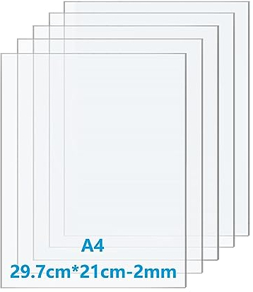Taiyeestar 5 Stück Acrylglas Platten A4, Acrylplatten 2mm dick, klare Kunststoff Acrylplatte Transparente Kunststoffplatte für Display, Bilderrahmen, Malerei (29,7 x 21CM)