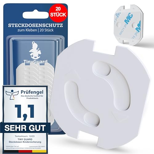 TinyGuard® (20Stk.) Steckdosen Kindersicherung - Besonders sicher dank spezieller Kinderischerung - Steckdosenschutz Baby, der passt & bleibt - Sichere Umgebung für Babys & Kleinkinder