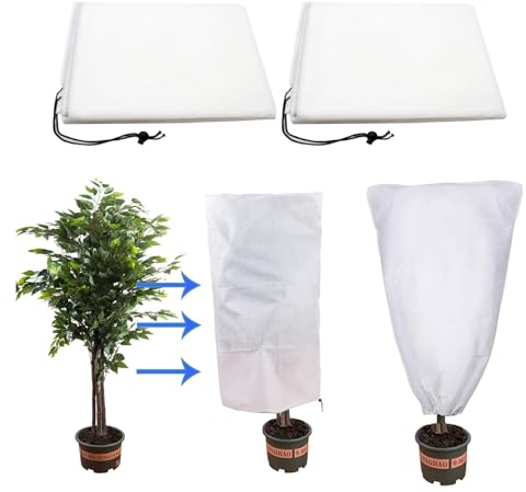 Housse D'hivernage Pour Plantes, Voile Hivernage Plante Exterieur, Housses de Protection Pour Plantes, Protection Arbustes Couverture, Pour Le Jardin et La Tonnelle, 2 Pièces, 80 x 100cm, Blanc