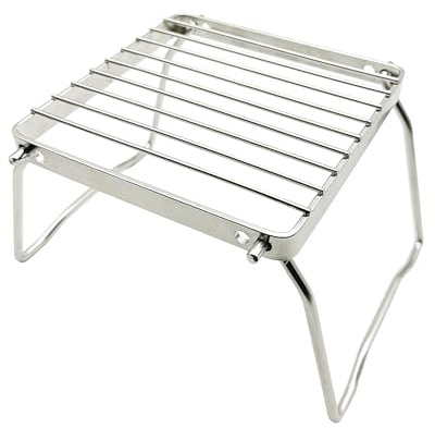 Camp Grill with Foldable Legs-304 Stainless Steel Grill Grate for Gas Stove-Ultralight mini Campfire Stand-Portable Grill Grid for Backpacking/Camping/Hiking/Picnic/Traveling/Fishing (Classic)
