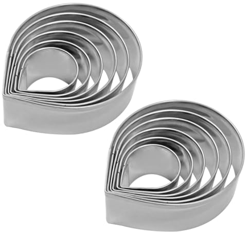 Zerodeko Cake 2 Stainless Steel Cookie Cutters Cookie Cutters for Baking Biscuit Sandwich Tear Drop Circle Stencil Clay for Kids Cookie Stamp Fondant Frame Pinch Flower 6 Piece Set