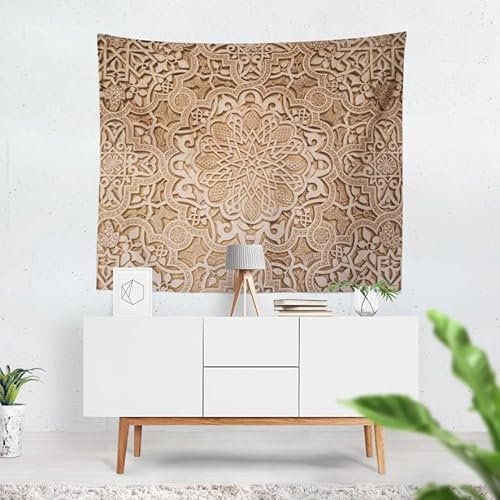 UNZYE Wandteppich Klein Waschbar Wandschmuck Outdoor Geometrische Kunst Wandbehang Fotodruck Wandtuch Ethno 240x220cm