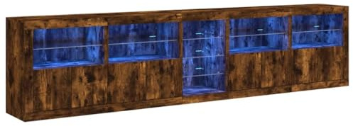 vidaXL Sideboard mit LED-Leuchten Räuchereiche 283x37x67 cm