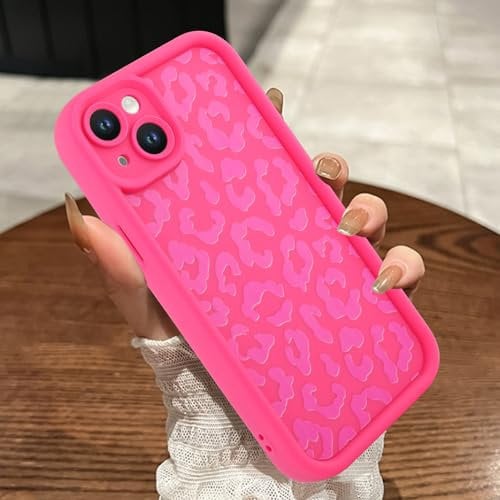 MOWIME Compatible with iPhone 13 Mini Case, Cheetah Print Shockproof Soft TPU Protective Case for Women Girls, Slim Anti Scratch Leopard Case for iPhone 13 Mini 5.4 Inch, Hot Pink
