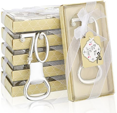Gerrii 24 Pcs 70th Birthday Bottle Opener Party Favors for Guests | Silver Metal Beer Wine Opener with Gift Box, Anniversary Souvenirs, Wedding Favors, Practical Keepsake for Guests