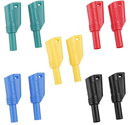 liovitor 10 Multimeter Messen Leitungs AnschlüSse FüNffarbig 4Mm Bananen Stecker VerläNgerungs Adapter P3005 für Draht Bonden DIY Projekte