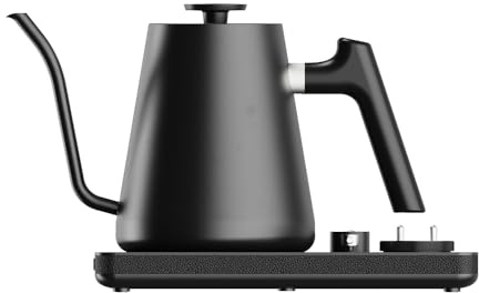 DJ Electric Gooseneck Kettle - Pour Over Coffee & Tea - Turntable Design - Water Boiler - Quick Heating & Temperature Control - Black