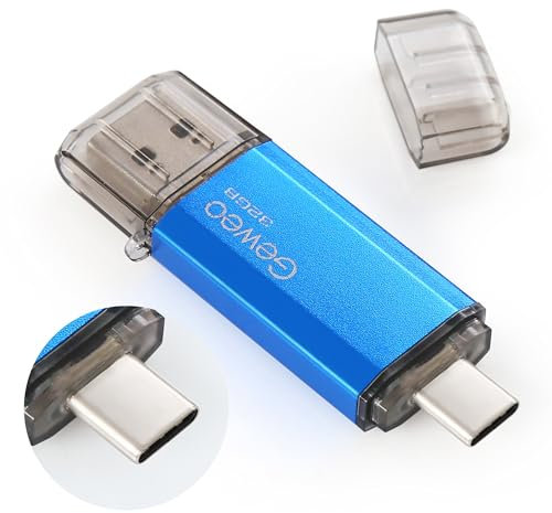Chiavetta USB Tipo C 32 GB, 2 in 1 Type C Pennetta 32 giga USB C Pen Drive 32GB USB C Flash Drive 32GB per PC/New MacBook/Tablet/Smartphone Huawei, Samsung, Xiaomi,(Blu)