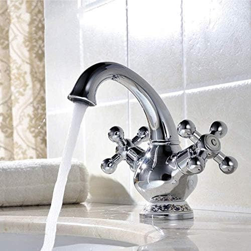 Küchenarmaturen, Küchenarmatur, Küchenarmatur, Antiker Badezimmer-Waschtisch-Wasserfall-Wasserhahn, Waschbecken-Wasserhahn, Waschtischmischer, Doppelter 2-Griff-Chrom-Wasserhahn