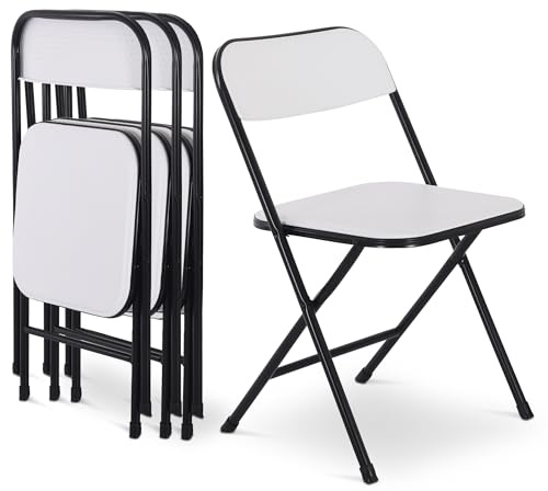 Raburg Klappstuhl 4er-Set, Campingstuhl, Gartenstuhl, Gästestuhl-Set zum Klappen, Indoor & Outdoor, Belastbarkeit 110 kg, Metallgestell, Kunststoff, Jonas, Weiß/Schwarz