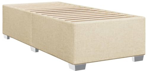 vidaXL Bettgestell, Bett mit Bettfüße Lattenrost, Polsterbett für Schlafzimmer, Einzelbett Bettrahmen, Modern, Creme 100x200cm Stoff