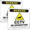 2 Pack CCTV in Operation Sign Metal with Self Adhesive, 5.9x5.9 Inches CCTV Warning Signs Reflective Aluminum