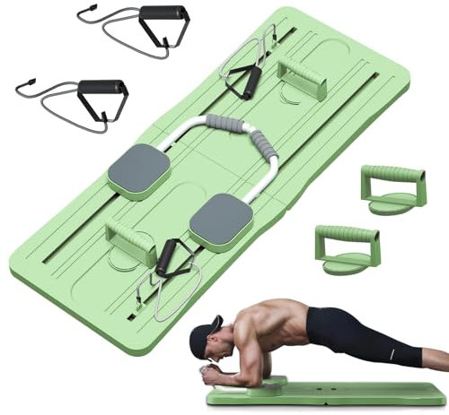 LIROPAU Multi-Functional Ab Exercise Board, Ab Roller Exercise Machine with Resistance Band, High Strength Pilates Equipment Portable Fitness Board (Patent Code:6418973) (Green)