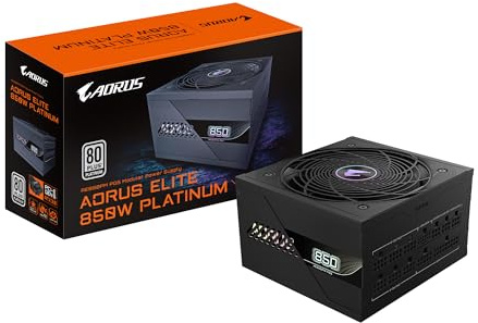 Gigabyte AORUS ELITE P850W 80 Plus Platinum Fully Modular PCIe 5.1 Power Supply Unit, ATX 3.1, 12V-2x6 GPU Connector, Flat Cables, 10 Year Warranty