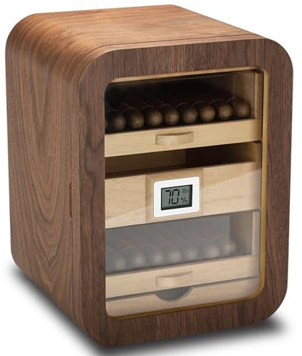 Zigarren-Humidor, großer Zigarren-Humidor mit digitalem Hygrometer, wissenschaftliche Funktionsaufteilung bietet Platz für 110 Zigarren,A-Without-skylight