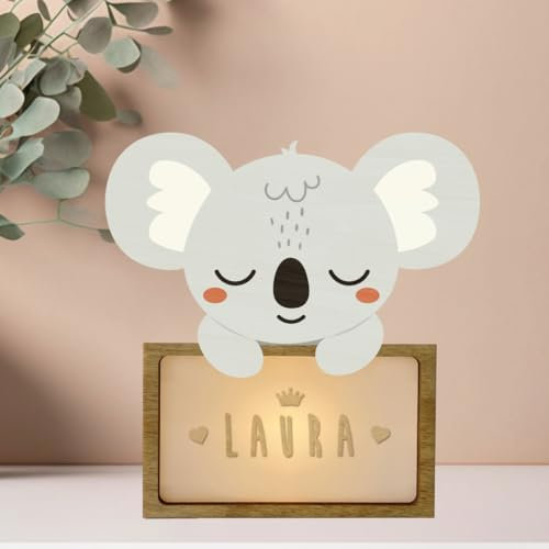 WONDEE Personalisierte Geschenke Baby, Nachtlicht Baby Koala, Geschenke zur Geburt, Taufgeschenke für Mädchen und Jungen Personalisierte - Nachttischlampe kinder, baby geschenk personalisiert