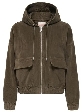 ONLY Damen Onlkenzie L/S Cord Jacket PNT Noos Kurze Cordjacke Mit Kapuze, Morel, l