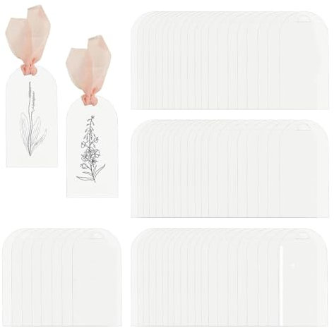 Kznifmk 50 Stück Tischkarten Aus Acryl für Hochzeiten, Gewölbt, Mattiert, Reserviert- für Hochzeiten, Acryl-Namensschild, Sitzplatzetikett mit Band