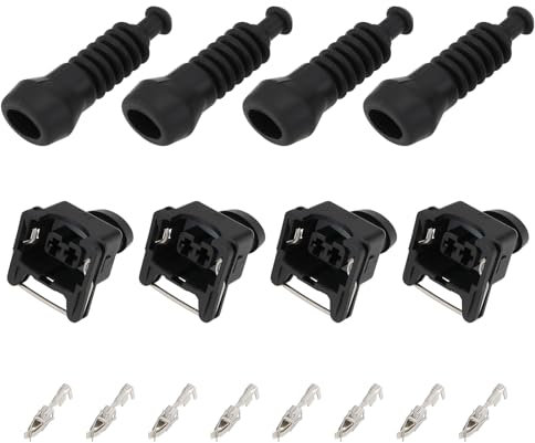 eMagTech 4pcs Connecteurs JPT à 2 Broches pour Réparation de Voiture Prise 828657 828657-3 Manchon Anti-Pliage de 0,50 Mm² à 1,00 Mm² Prise de Carburant pour Voiture Noir